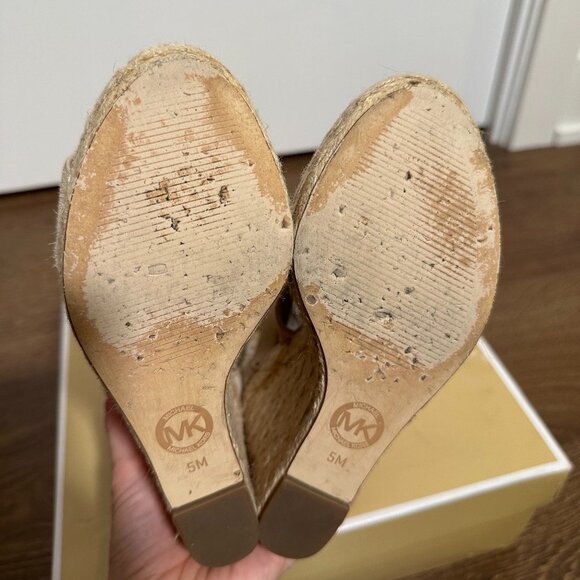 Michael Kors Beige Lace-up Wedges Size 5 - Picture 5 of 9